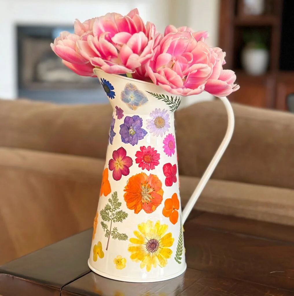 how to make a pressed flower vase tutorial