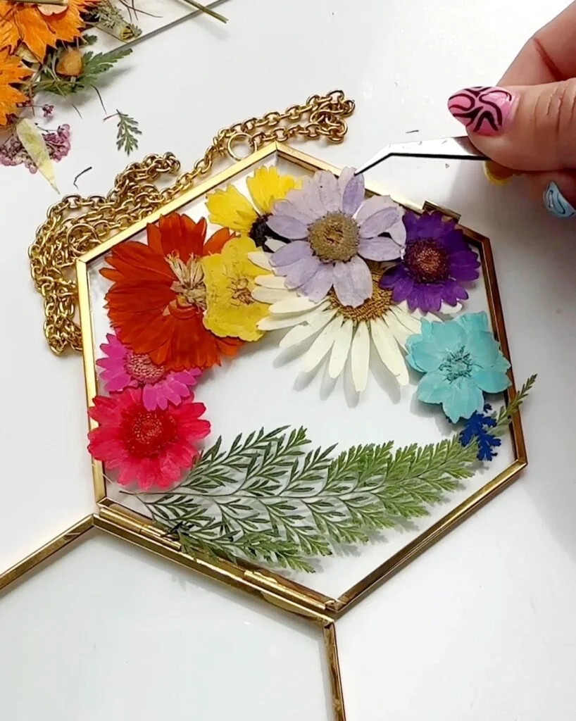 dried flowers in a frame
