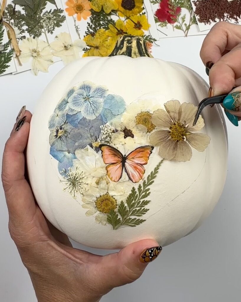 pressed flower pumpkin