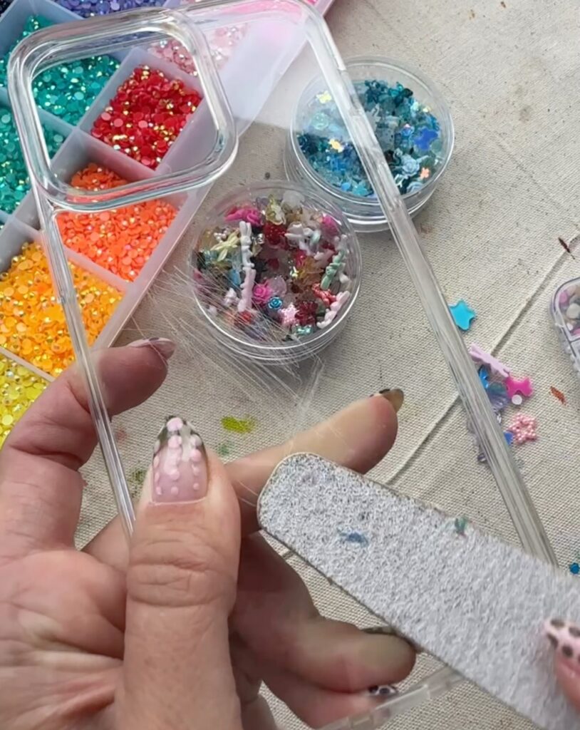 scratch the surface of phone case before adding embellishments