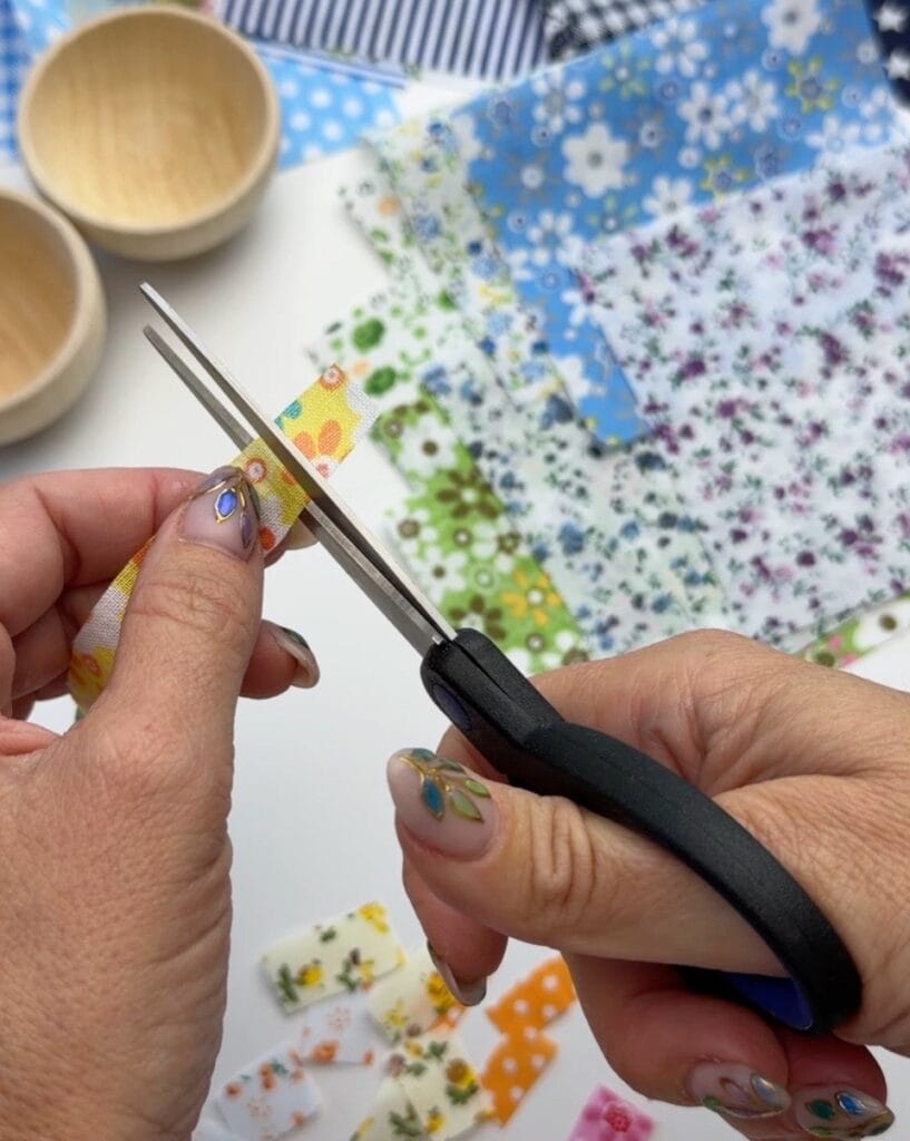 cutting fabric scraps