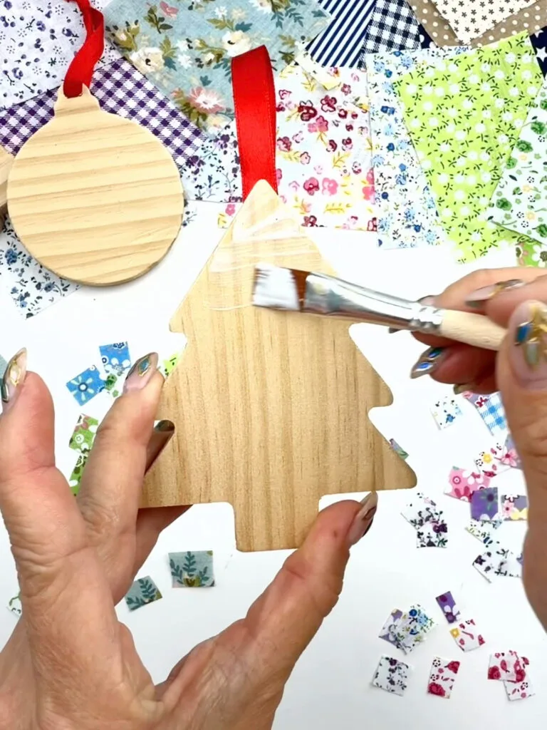 applying Mod Podge before decoupaging 