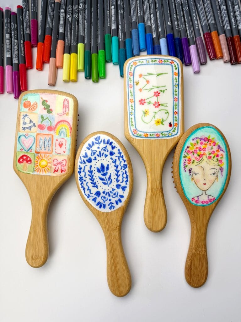 decorated hair brushes