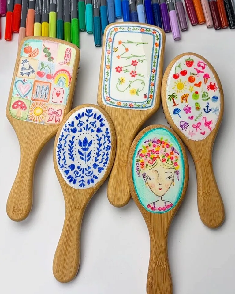 How to Decorate a Hair Brush (Easy DIY Using Marker Art + Resin)