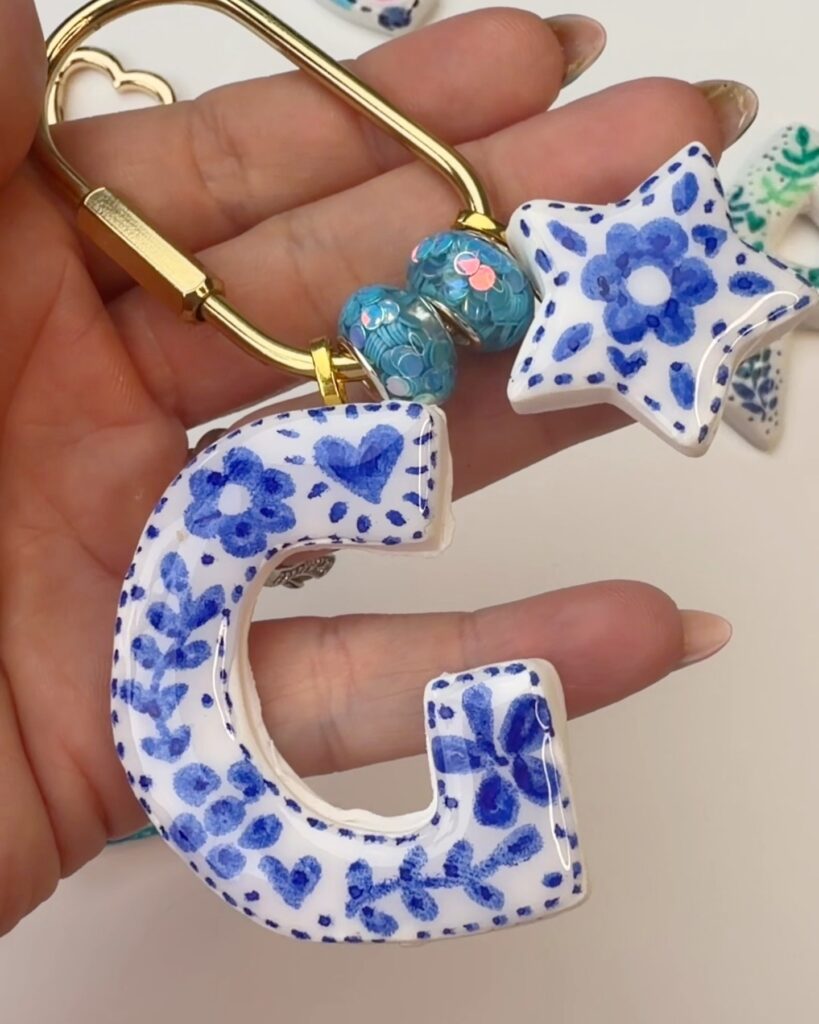 clay letter keychain